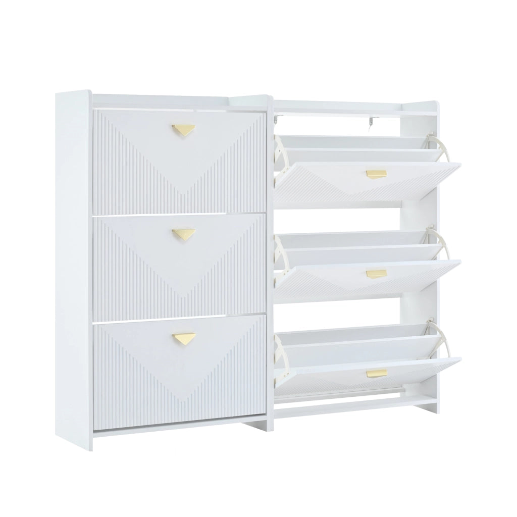 Scarpiera con Ante a Ribalta e Sideboard ¨C Xylo ¨C Bianco, MDF, 140x30x120 cm