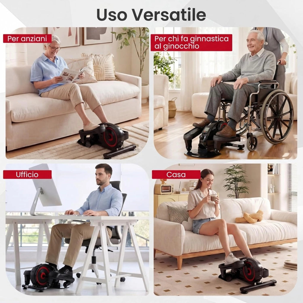 Ellittica da Casa, Ellittica sotto Scrivania Salvaspazio con Display e Resistenza Magnetica Regolabile, Pedaliera Riabilitazione Silenziosa e Portatile per Gambe e Cardio a Basso Impatto