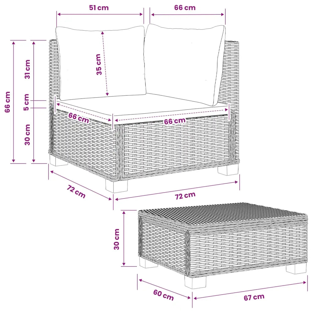 2 pz Set Lounge in Rattan con Cuscini GENDT Rattan naturale 42034404