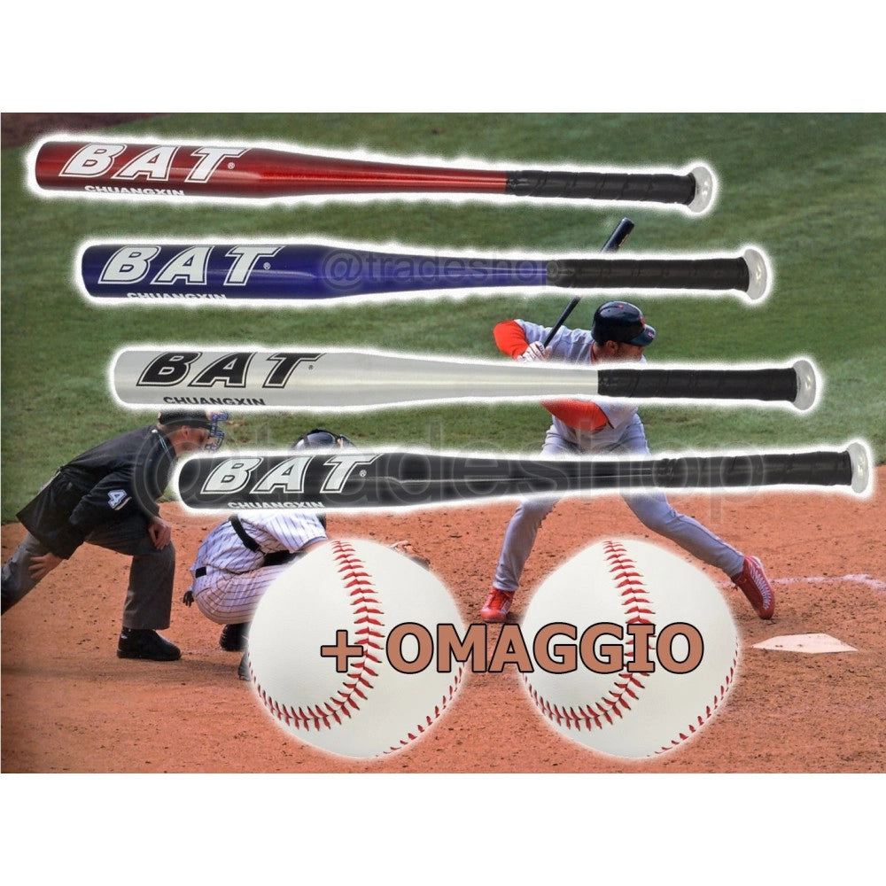 Trade Shop - Mazza Da Baseball Softball Alluminio 76cm 30" Mazze Sport + 2 Palline Omaggio -