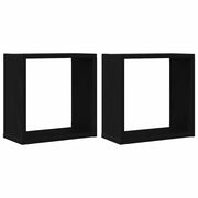 2 pz Mensole Parete | Mensola sospesa a Cubo Rovere Nero 30x15x30 cm Truciolato