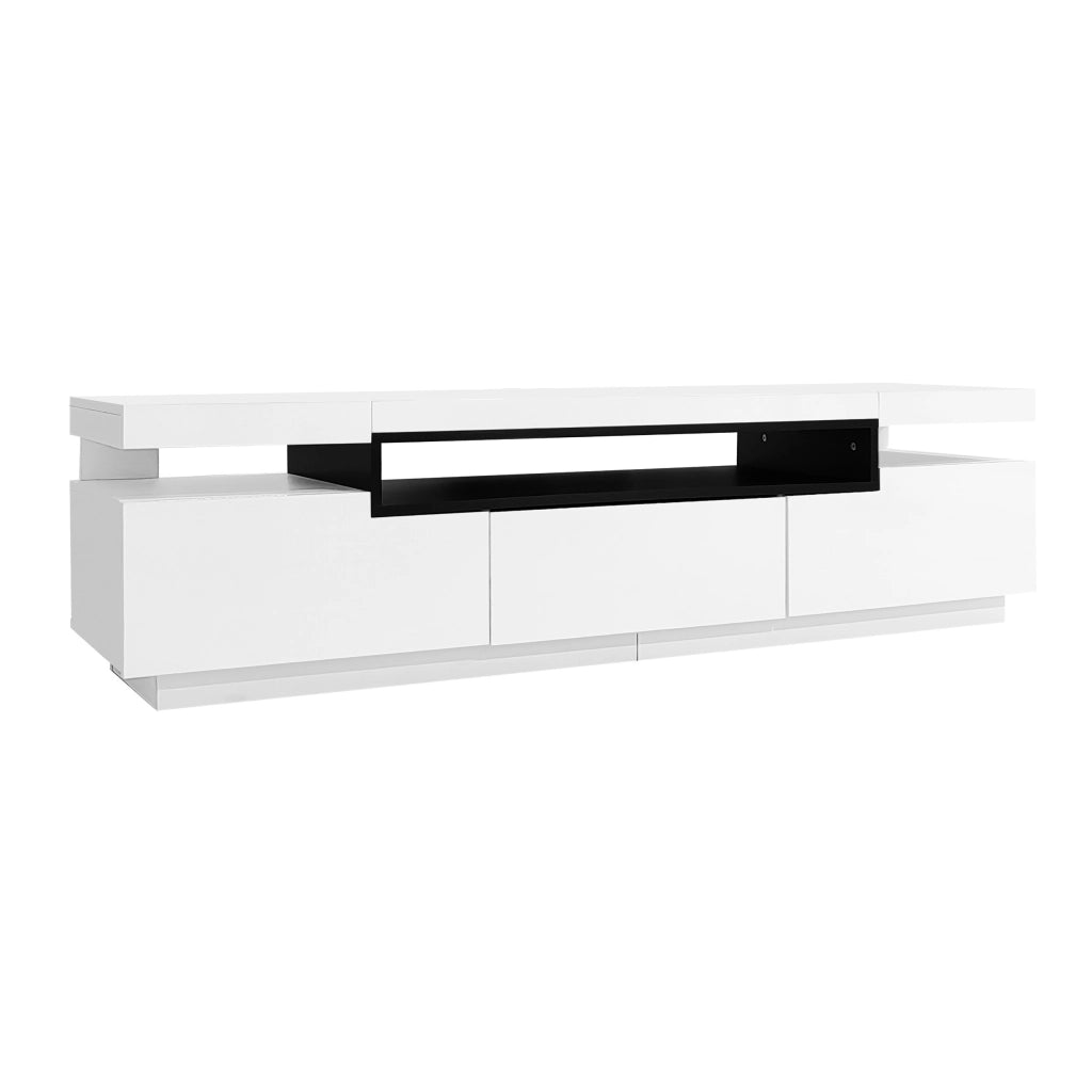 Mobile TV Lucido ¨C MINIMAL ¨C Bianco, LED 16 Colori, 3 Cassetti, 160x39x42 cm