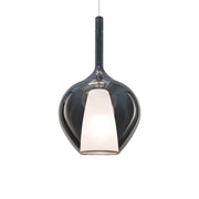 Sospensione Contemporanea Kalique Vetro Fumè Bianco E Cromo 1 Luce E27 H50Cm