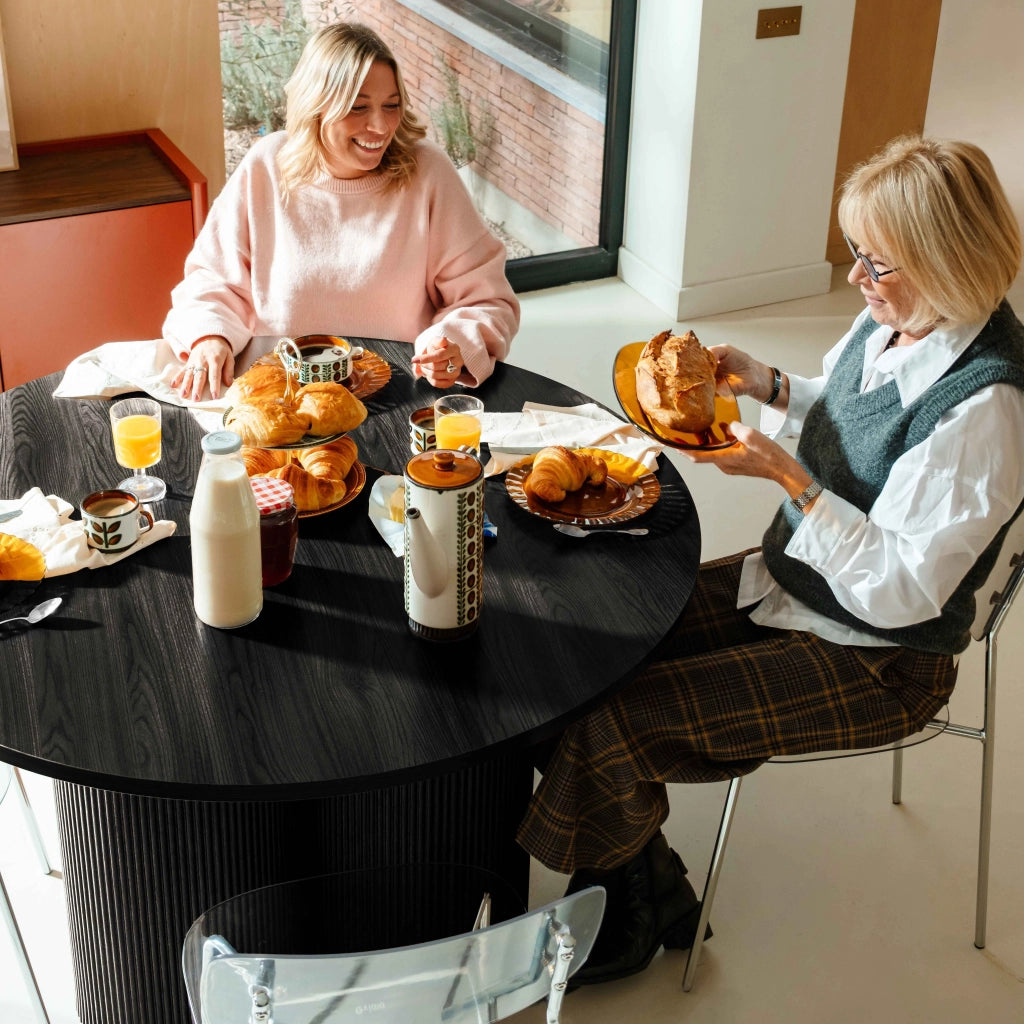 Oviala - Tavolo da pranzo rotondo moderno 120 cm effetto legno nero