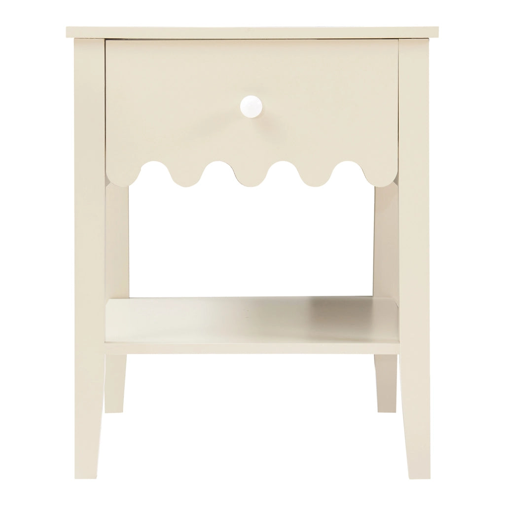 Comodino Luspoo con Cassetto e Ripiano Aperto 50 x 40 x 40 cm - Bianco Crema [en.casa]