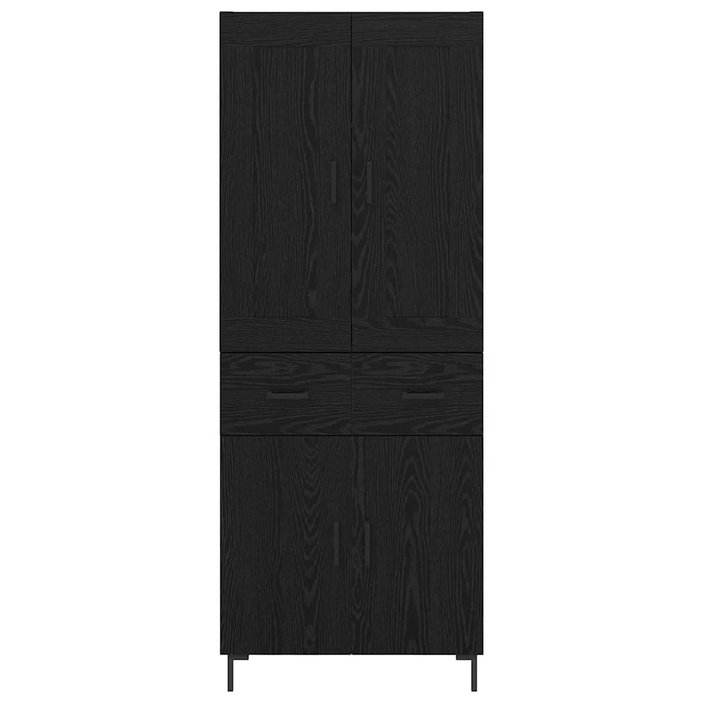 Credenza con cassetto 2 pz-Set di 2 Buffet-Armadio da cucina Rovere Nero Legno multistrato 339016