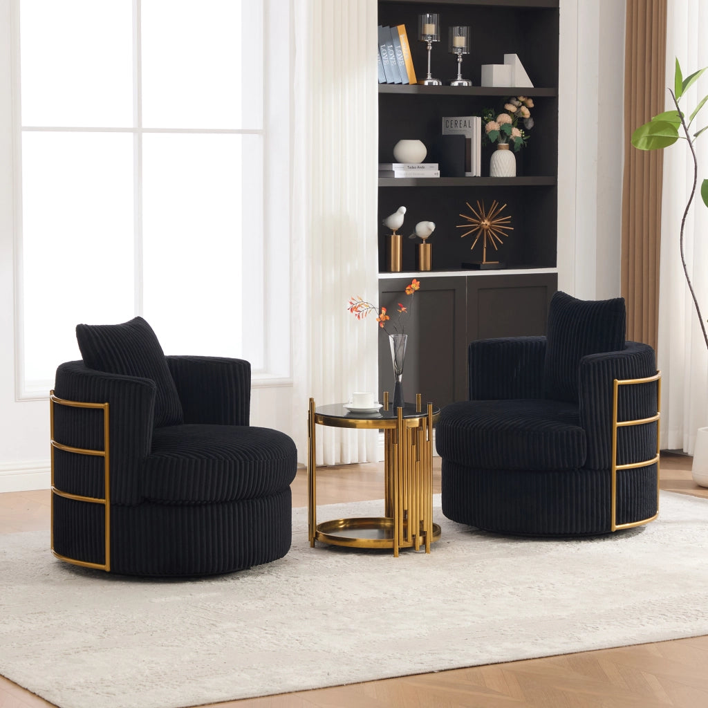 Poltrona girevole 360° con contenitore e seduta imbottita in cord nero
