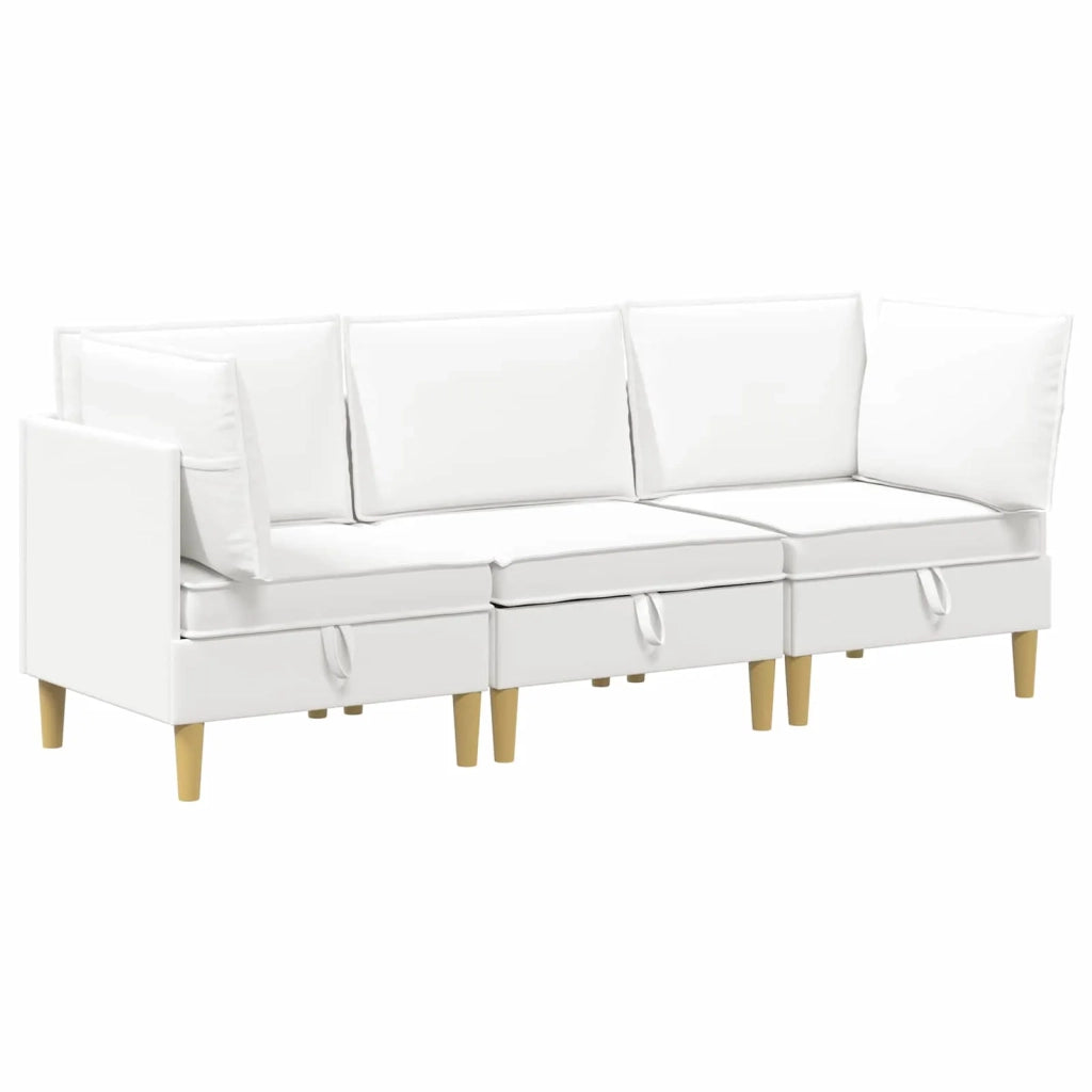 Set di mobili per il soggiorno con cuscino 3 pcs Bianco Tessuto 3413718