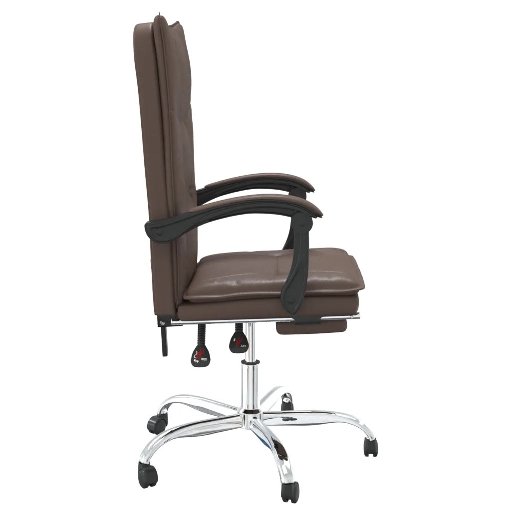 Poltrona da Ufficio Reclinabile Marrone in Similpelle 349754