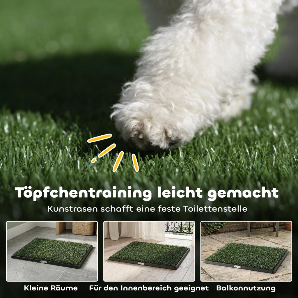 Toilette per cani con erba sintetica lavabile ¨C zephmum ¨C nero e verde 76x50.5 cm