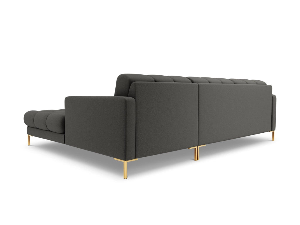 Cosmopolitan Design - Divano angolare destro "Bali" 5 posti in tessuto strutturato grigio scuro 