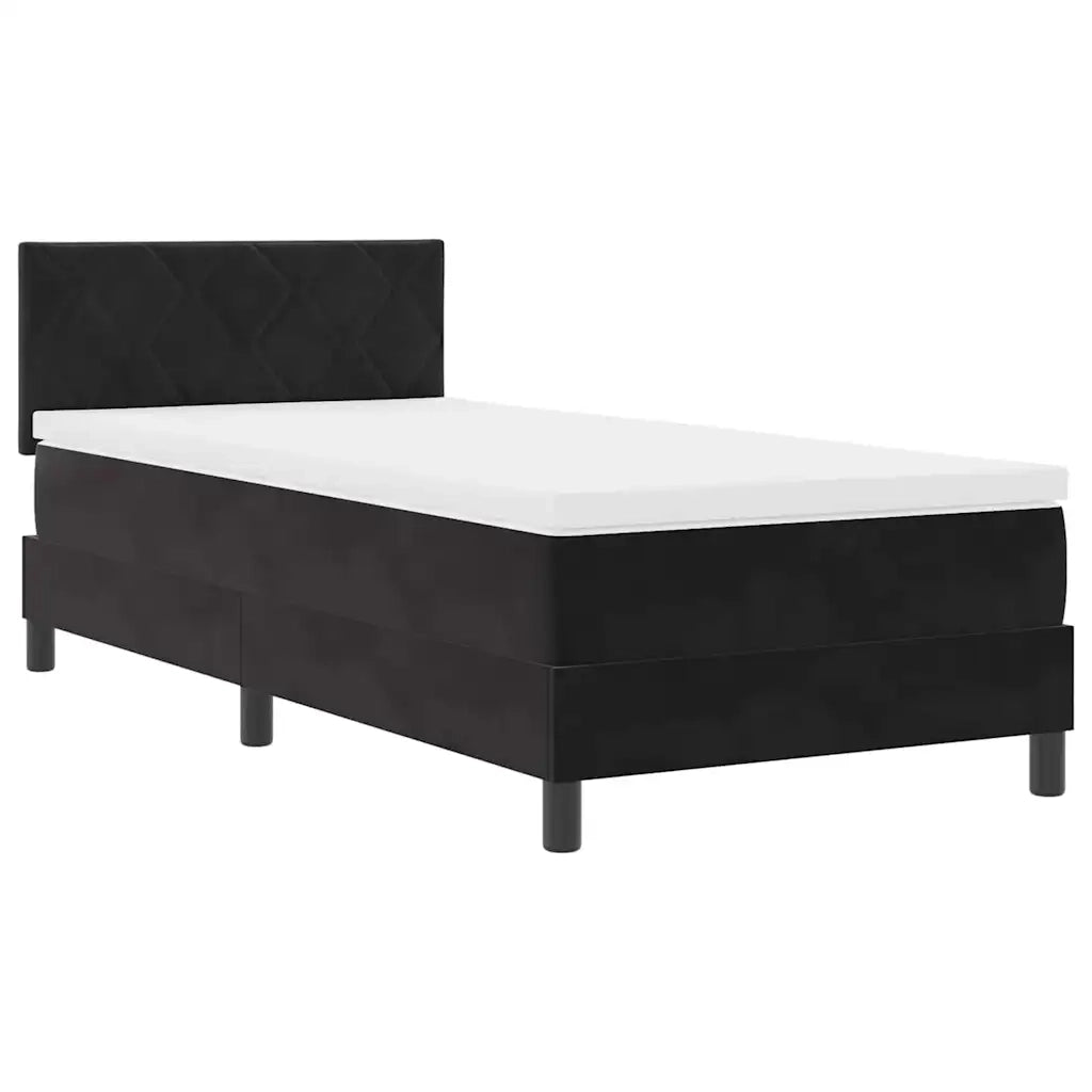 Letto a Sorgente LED con materasso Nero 100 x 200 cm Velluto 3342700