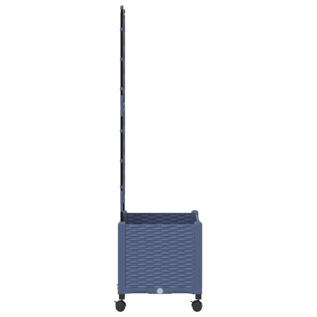 Vaso da giardino con grigliato e ruote Grigio 40 x 40 x 149 cm 3422941
