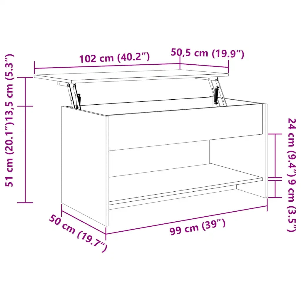 Tavolino da Salotto Rovere Fumo 102x50x52,5cm Legno Multistrato