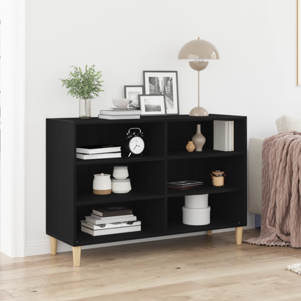 Credenza  Nero Rovere 103,5x35x70 cm in Legno ingegnerizzato