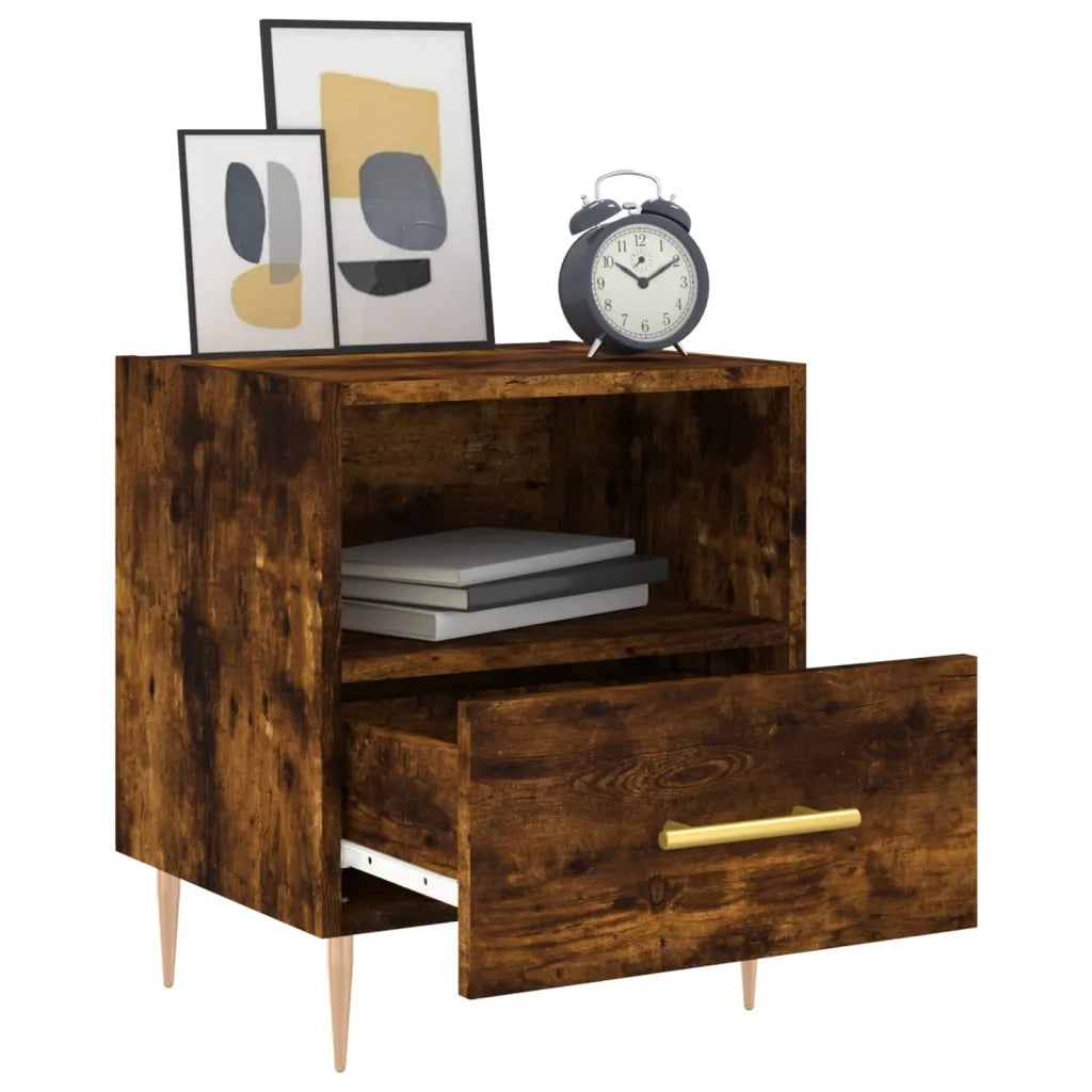 Comodino-Tavolino da notte Rovere Fumo 40x35x47,5 cm in Legno Multistrato 670502