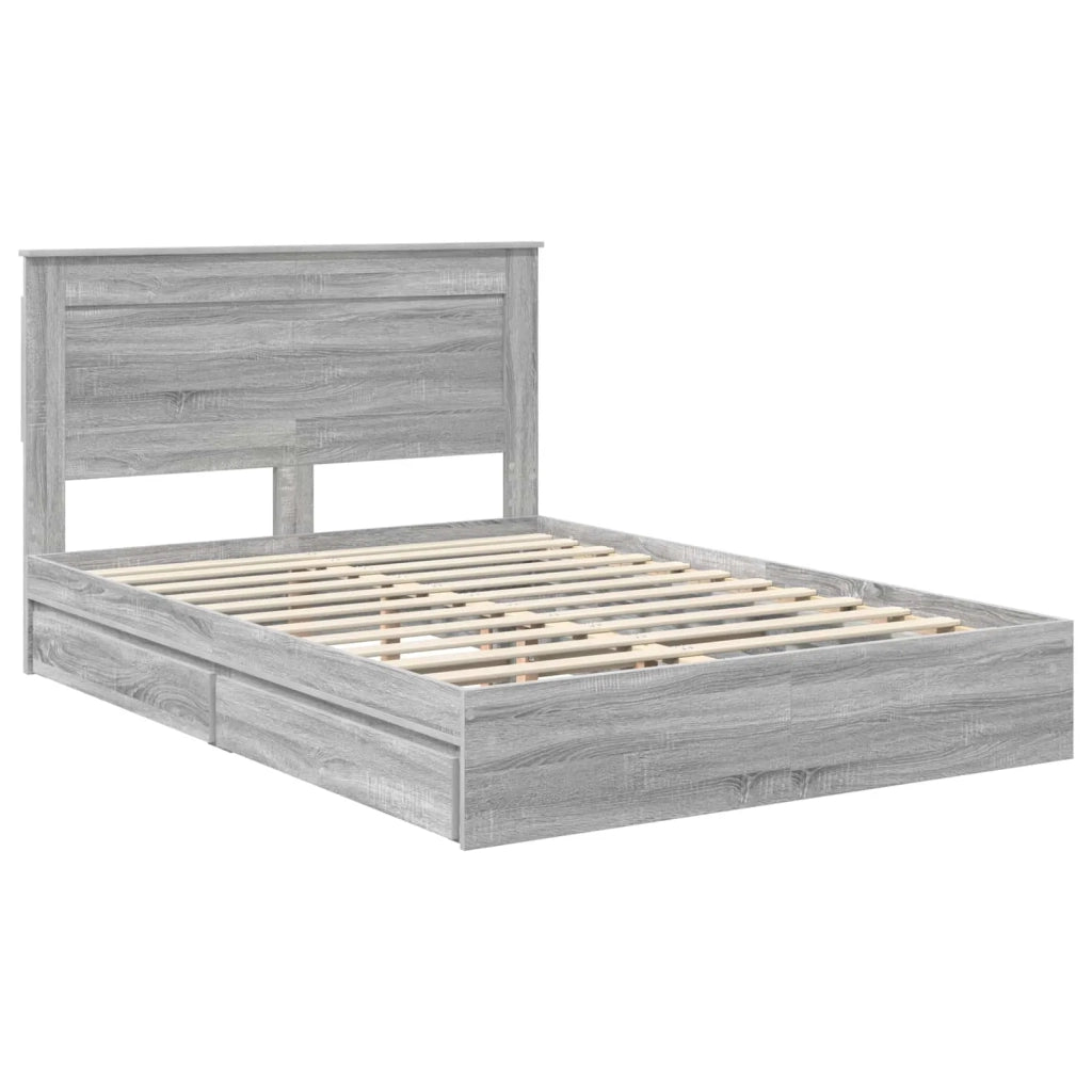 Letto con Contenitore con testiera Grigio Sonoma 140 x 200 cm