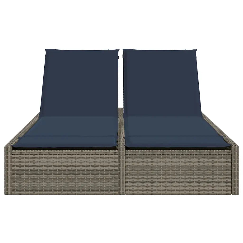 Lettino prendisole doppio con Cuscini in Polyrattan Grigio 368635