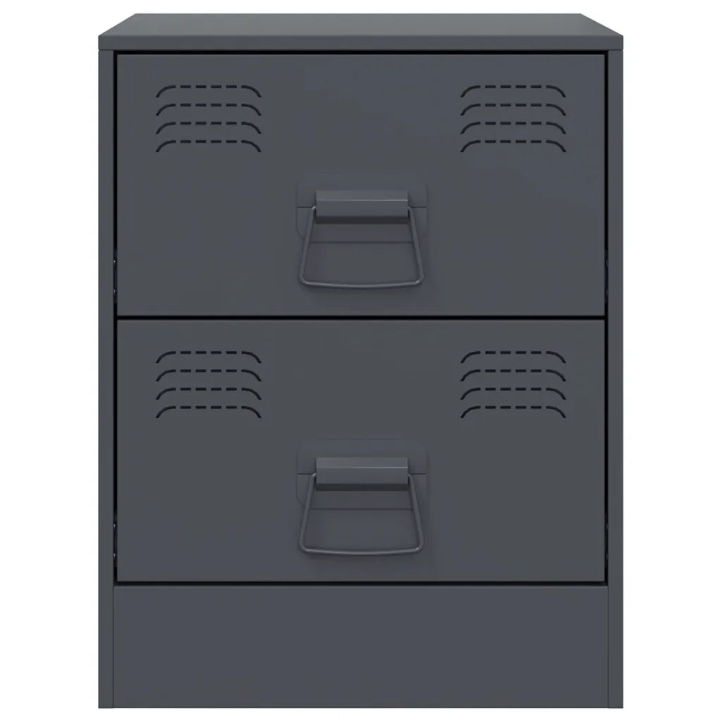 Set di 2 Comodini | Armadio da Notte | Mobiletto da notte Antracite 34,5x39x44 cm in Acciaio