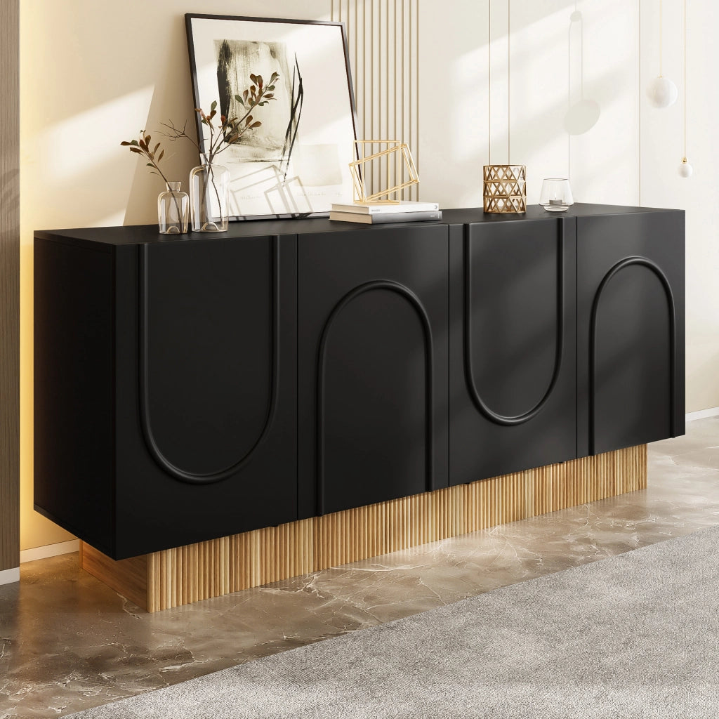 Credenza Moderna 4 Ante ¨C Xylo ¨C Legno, Ripiani, Soggiorno, 160x75x38