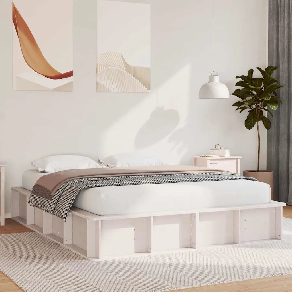 vidaXL Struttura del letto Bianco 210 x 178 x 30 cm Pino massello