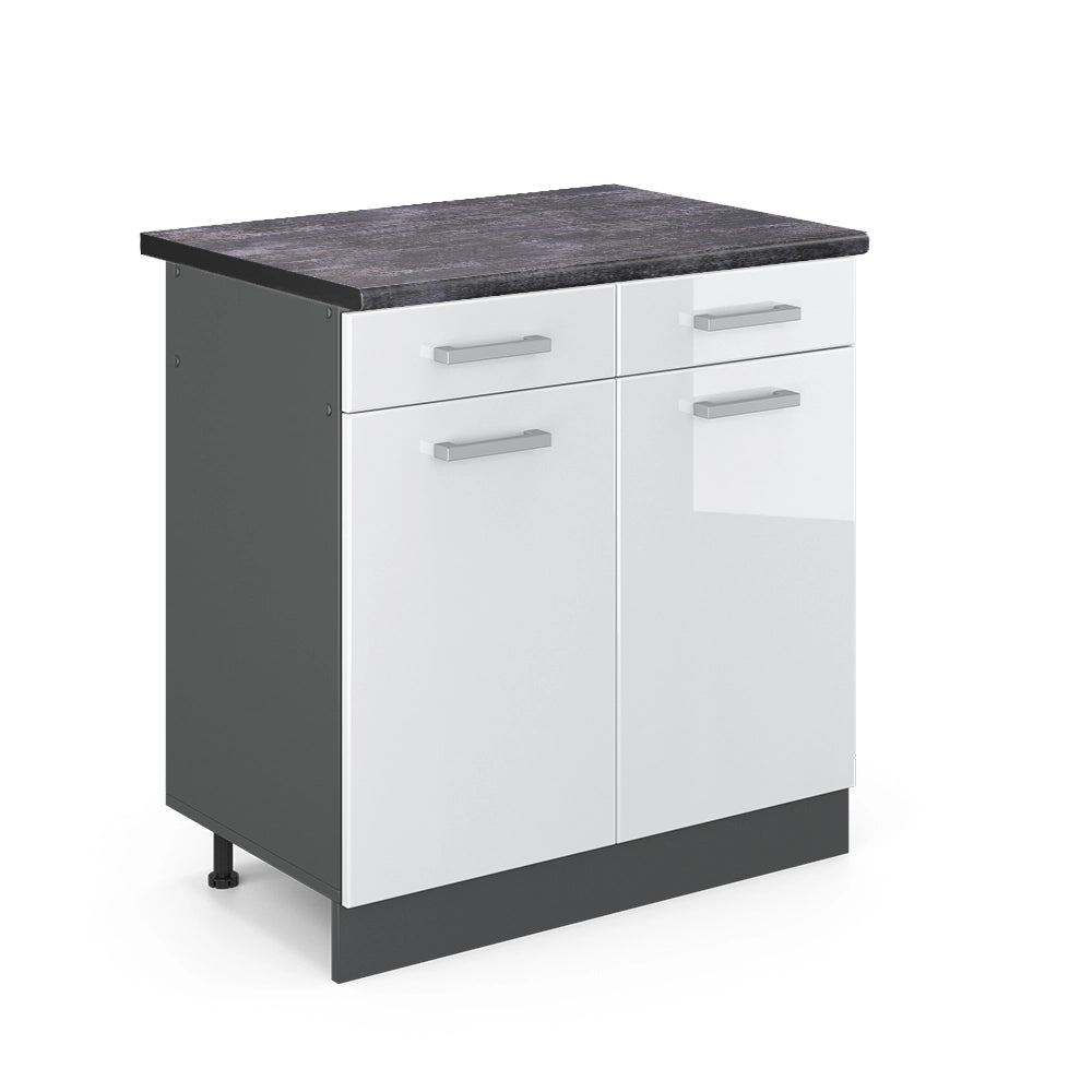 Vicco Mobiletto base per cucina Bianco lucido 80 cm , PL Antracite