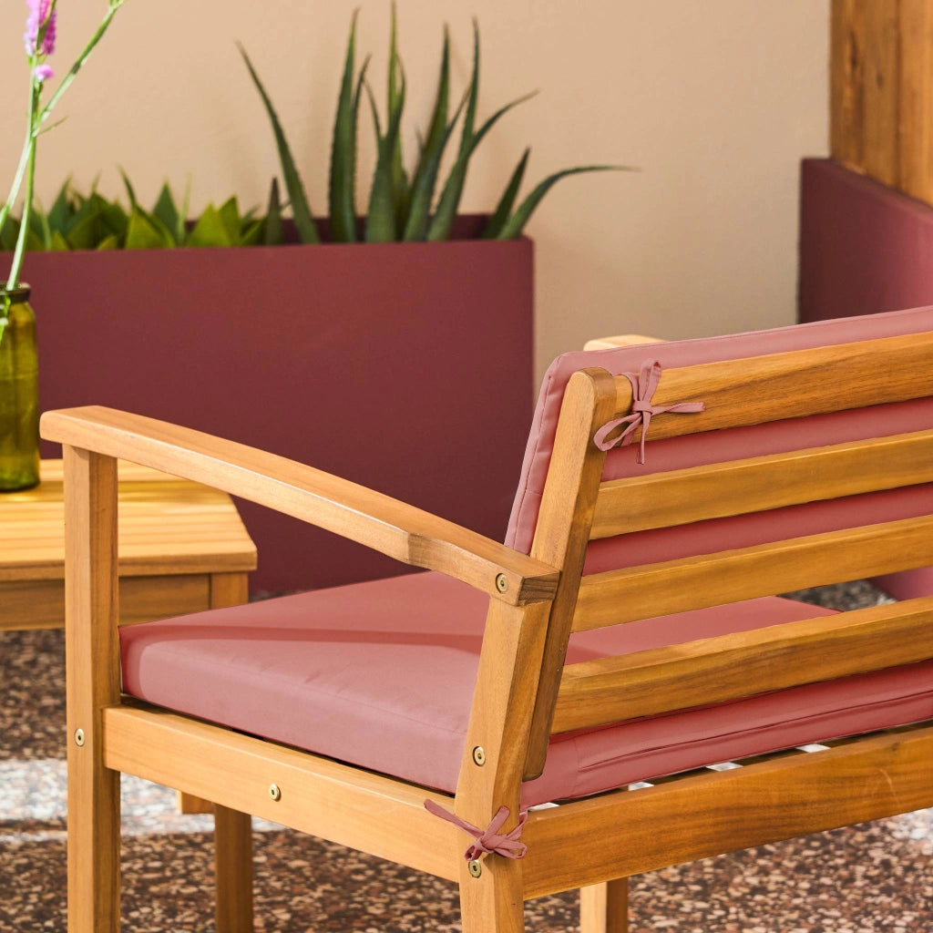 Salotto da giardino in legno di acacia, 4 posti, terracotta