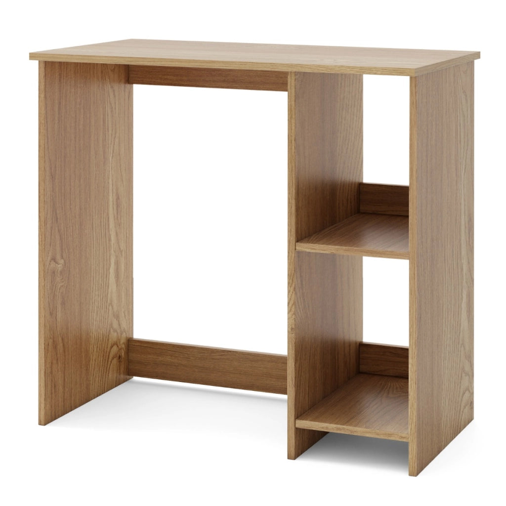 Scrivania salvaspazio da casa e ufficio 80x40x74cm per ambienti piccoli-Scrivania per computer con 2 ripiani Naturale