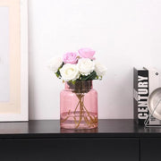 Vaso grande in vetro, vaso di vetro rosa per fiori, grandi vasi per fiori per composizioni, vasi alti con apertura ampia per uso domestico, matrimonio, salotto, ufficio, matrimonio, tavolo salotto, 23 cm