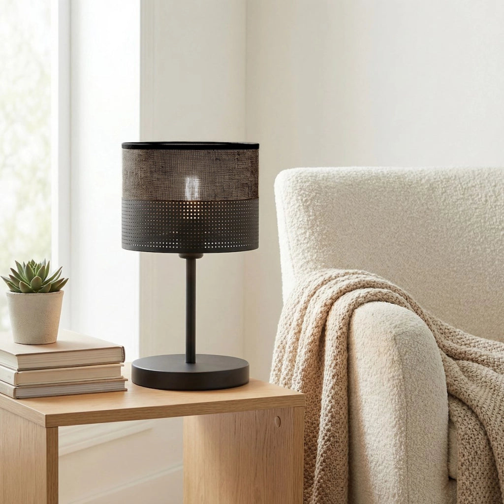 Lampada da tavolo Karbon in acciaio nero opaco