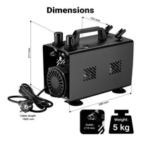 Compressore aerografo AS18TA 1/6 CV, compressore ad aria con portata d'aria compressa 20-23 l/min, 2 attacchi per pistola aerografo, manometro, per modellismo, decorazione unghie