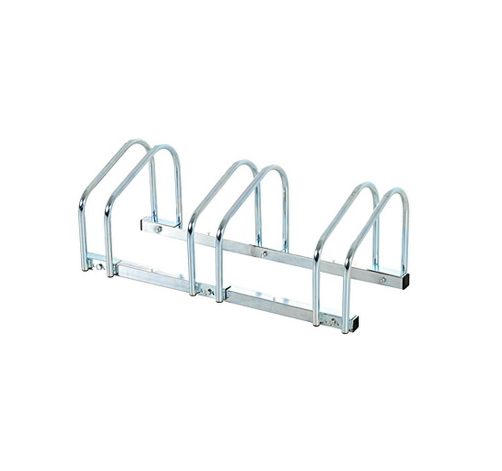 RASTRELLIERA PORTABICICLETTE PARCHEGGIO PER 3 BICICLETTE TUBI D'ACCIAIO 70.5 × 33 × 27 CM ARGENTO