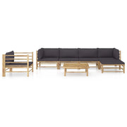 Set Divani da Giardino 7 pz con Cuscini Grigio Scuro in Bambù 3058200