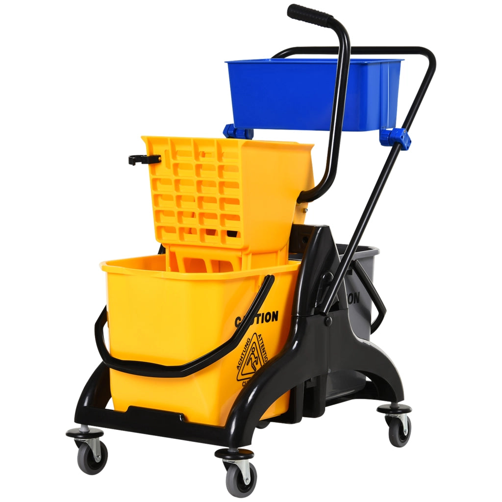 Carrello per pulizia con cestino e secchio 26 L ¨C zephmum ¨C 78x45x95 cm giallo