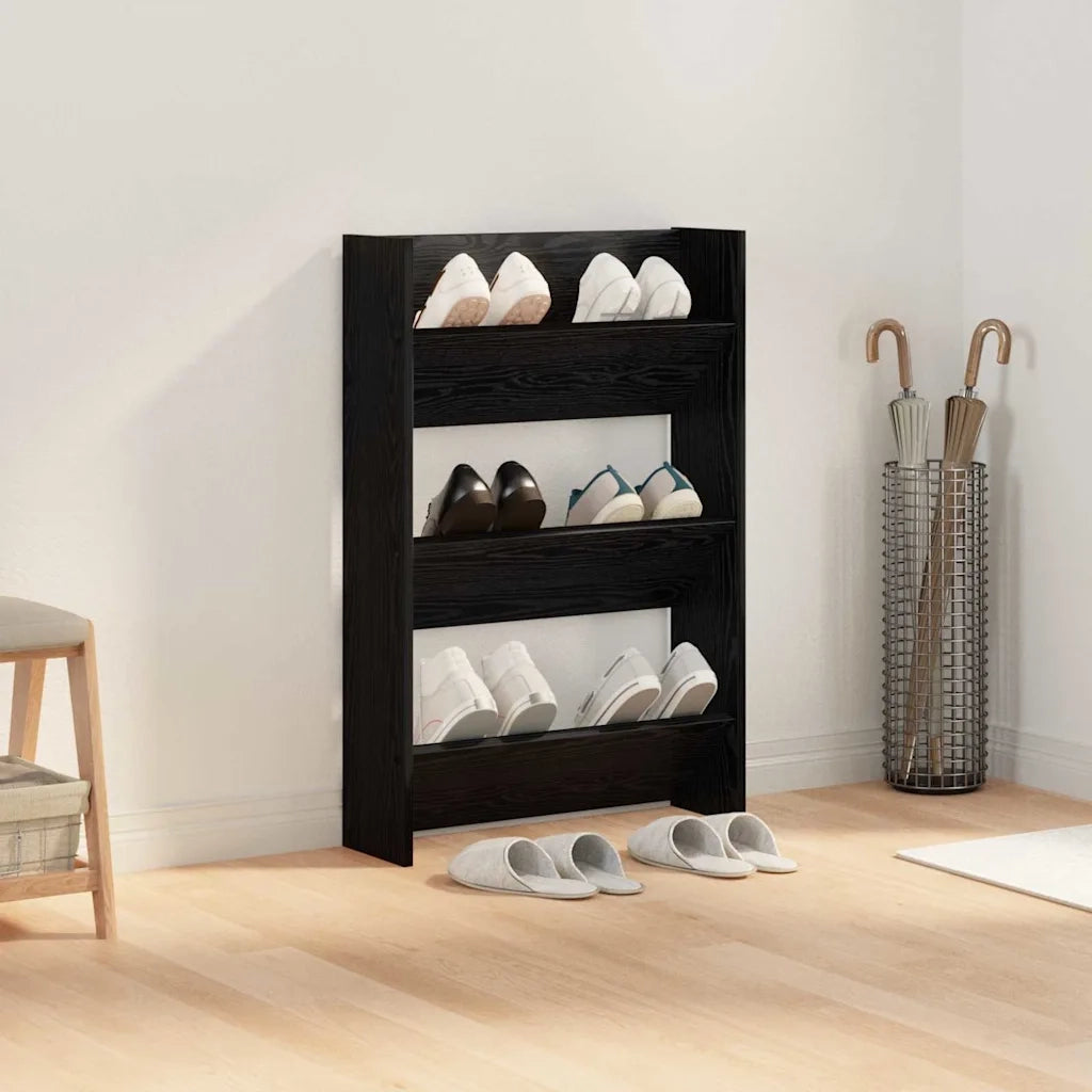 Mobile per scarpe Rovere Nero 60 x 18 x 90 cm Legno multistrato 875150