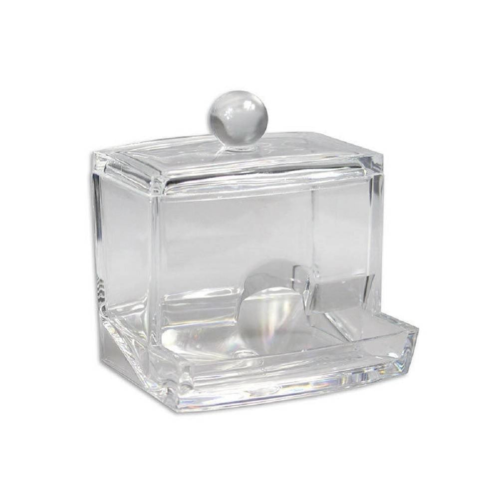 Trade Shop - Contenitore Trasparente Dispenser Cotton Fioc Ricaricabile Coperchio Organizer 10237 -