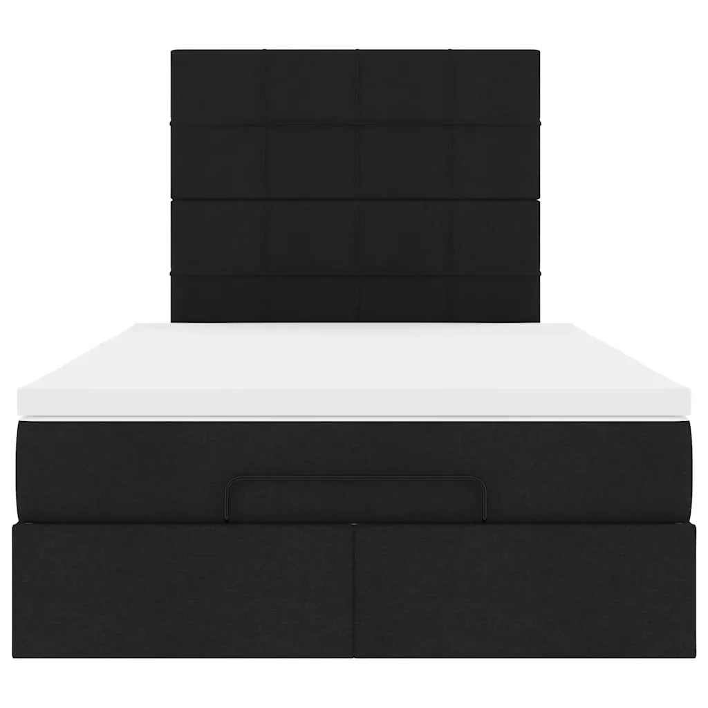 Struttura Letto Pouf con Materasso Nero 120x190 cm in Tessuto