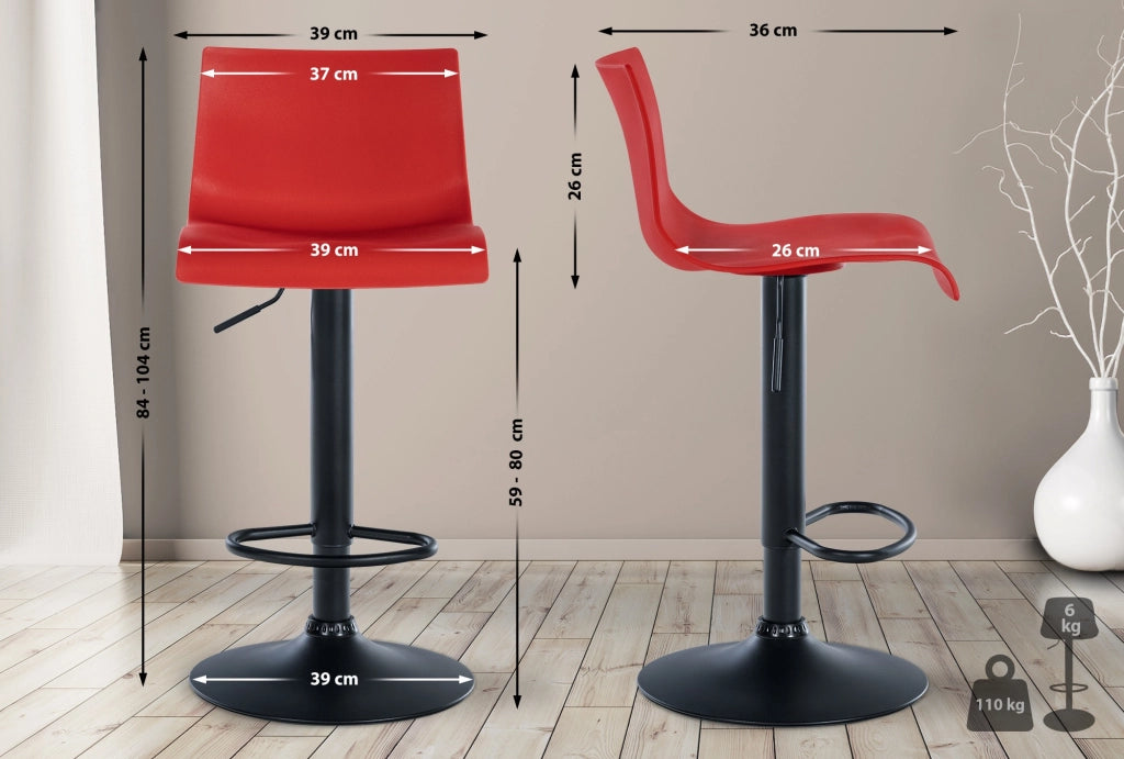 Sgabello Branford rosso,Plastica