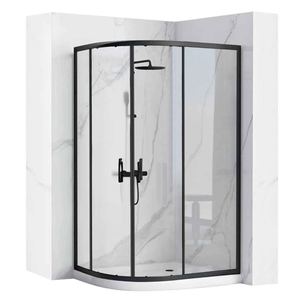 Cabina Doccia Rea Look Black 80x100 + Piatto Doccia Look White destra