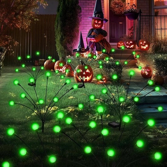 Illuminazione esterna solare 60 LED Luce a Sostentamento Solare per Esterni con Decorazione di Halloween (6 pezzi verde)
