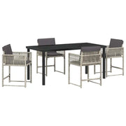Set da Pranzo per Giardino 5 pz | Set Salotto da Giardino Grigio chiaro polyrattan