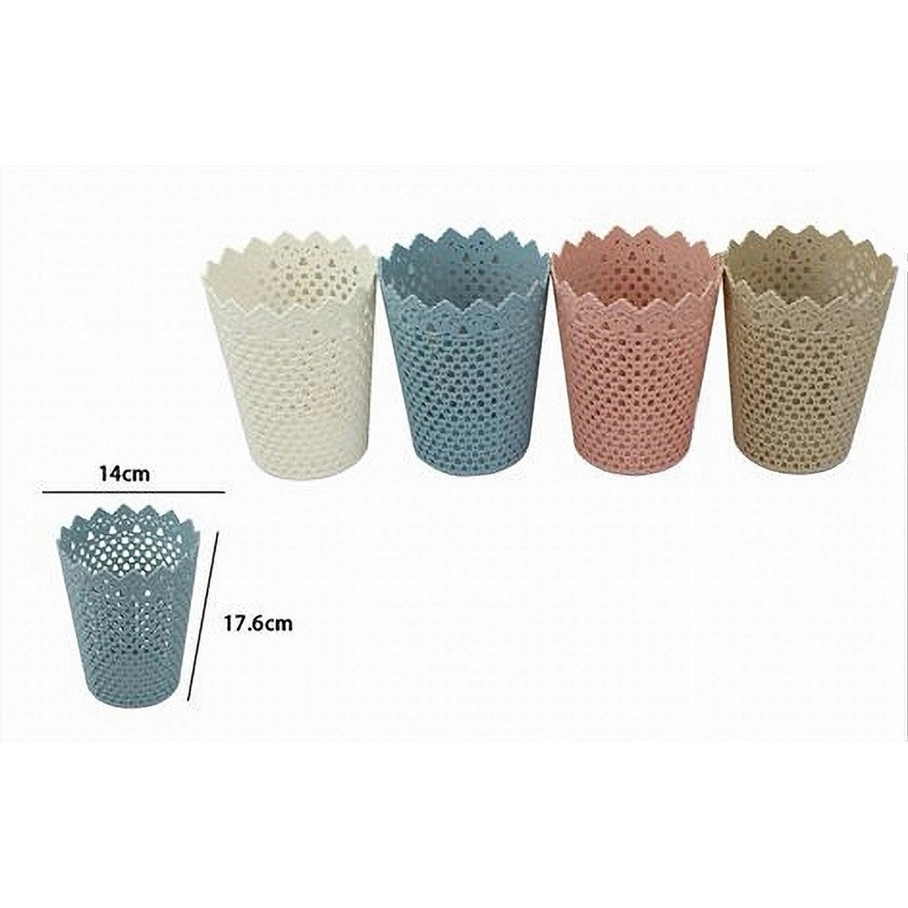 Trade Shop - 2pz Cestino Porta Oggetti Organizzatore Casa Cesto In Plastica ø14x17.6 Cm 79477 -