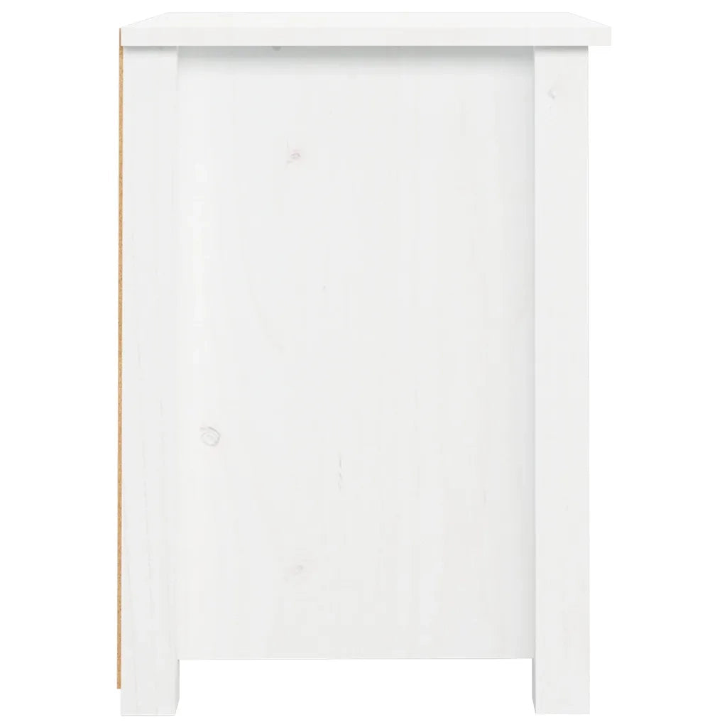 Comodino | Armadio da Notte | Mobiletto da notte Bianco 40x35x49 cm in Legno Massello di Pino