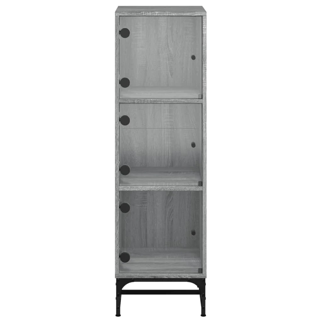 Credenza cassettiera cassettiera mobile contenitore organizer cucina soggiorno soggiorno con ante in vetro Sonoma 35 x 37 x 120 cm grigio 02_0030125