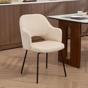 Sedia da pranzo beige in velluto a coste