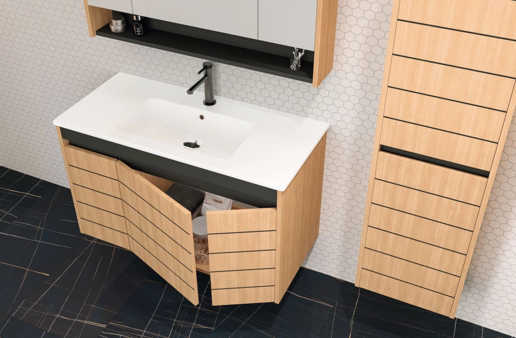 Mobile lavabo "Ricato 100" - 101 x 47 x 62 cm - Noce