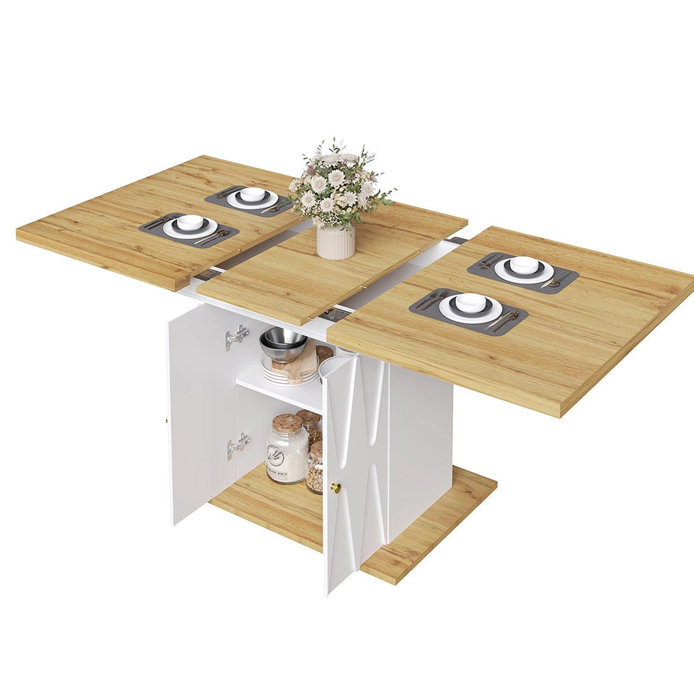 Tavolo da pranzo con motivo a rilievo - Xylo - 110(140)x70x76,5 cm - Placcato in legno