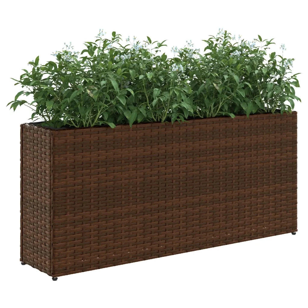 Fioriere da Giardino con 2 Vasi Marrone 90x20x40 cm Polyrattan 3210514