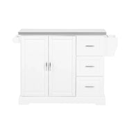 Carrello Cucina Mobile Cucina Bianco Con Route Credenza Cucina Piano in Acciaio FKW41-ST