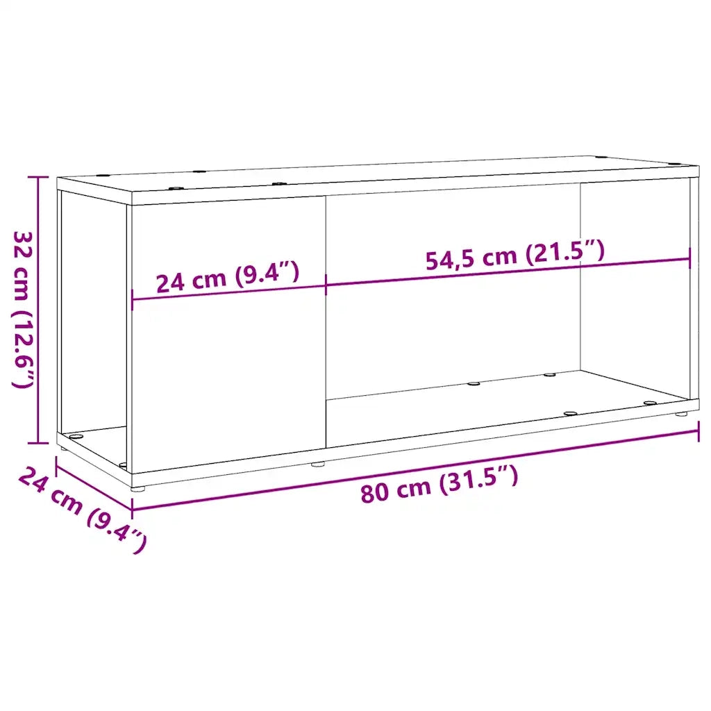 Mobile Porta TV Rovere Artigianale 80x24x32cm Legno Multistrato 856733